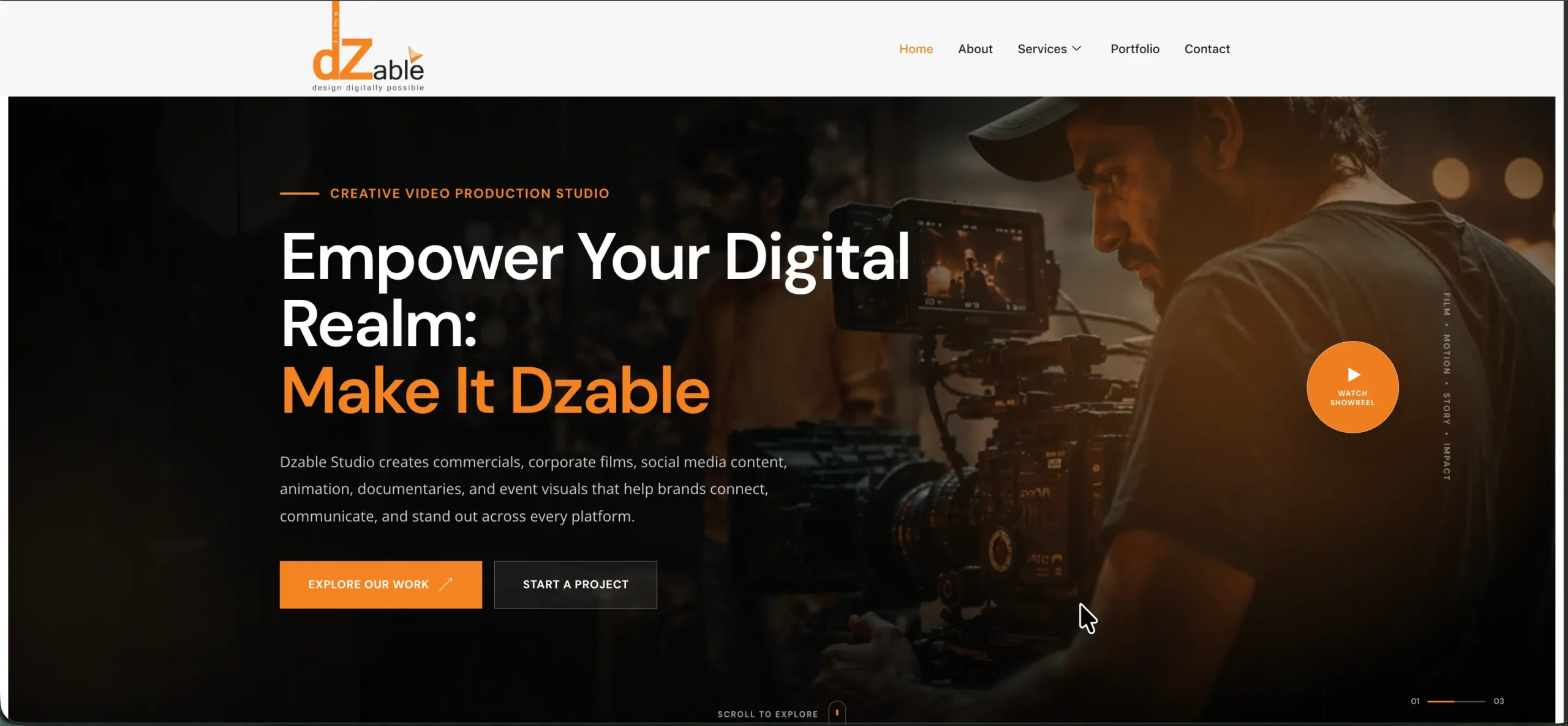 Film and video production website design for Dzable Studio by Rafiqul Islam